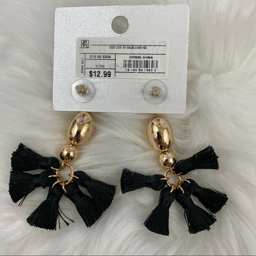 4/$20 SUGARFIX by BaubleBar Black Tassel Earrings - Picture 2 of 4